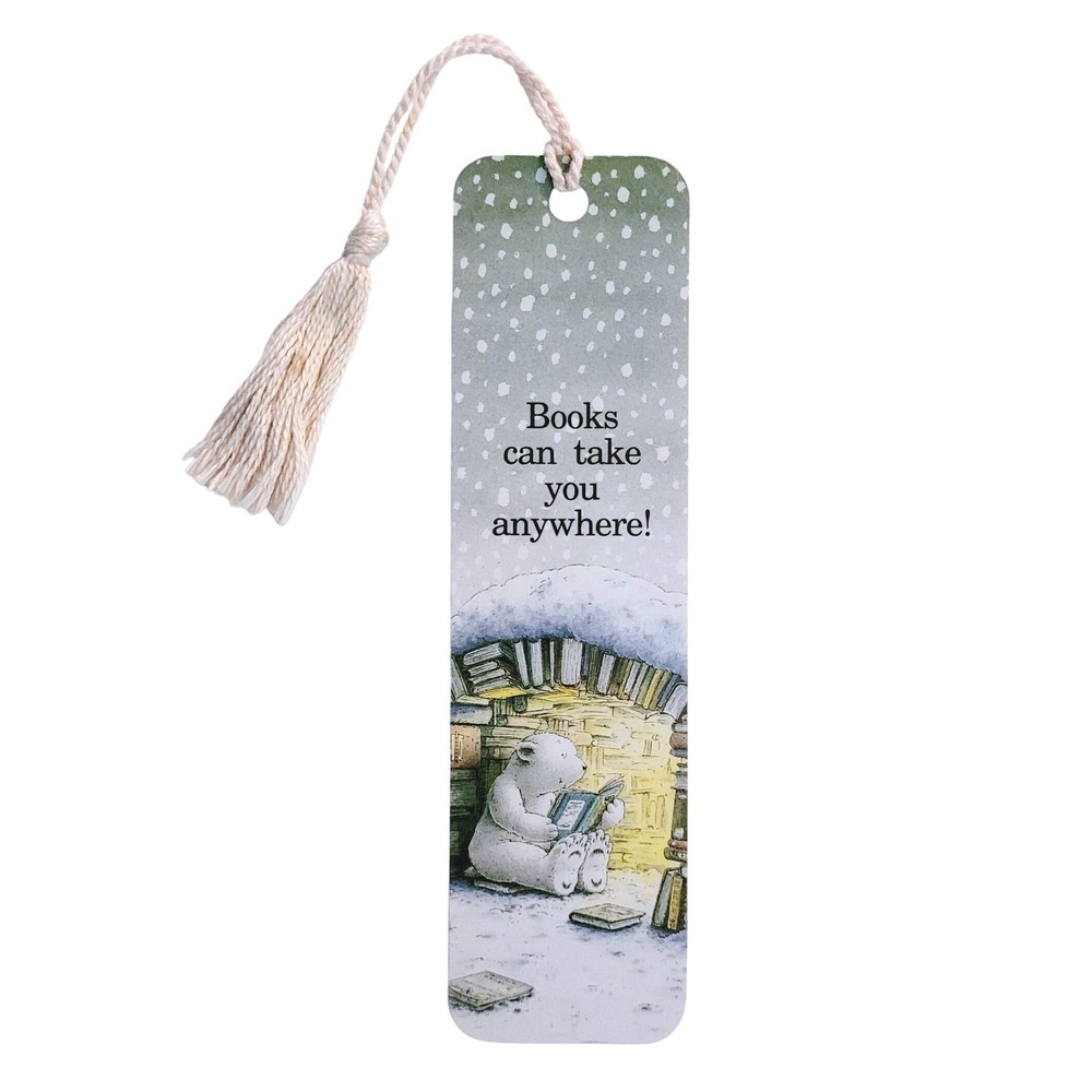 Vintage 90s Little Polar Bear tassel Bookmark Hans de Beer book 1992 Antioch USA